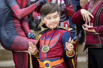A boy dresses as Dr. Strange at San Diego Comic-Con 2023