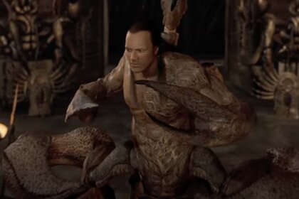 The Scorpion King (Dwayne Johnson) menacingly clacks his claws in The Mummy Returns (2001)