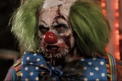 A zombie clown appears in Zombieland (2009).