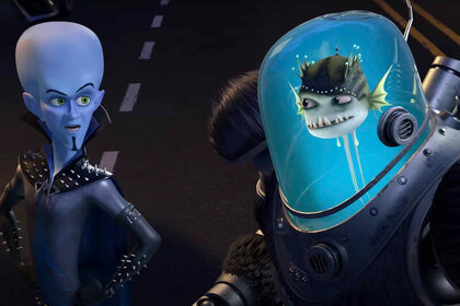 Megamind speaks to Minion in Megamind vs. The Doom Syndicate (2024).