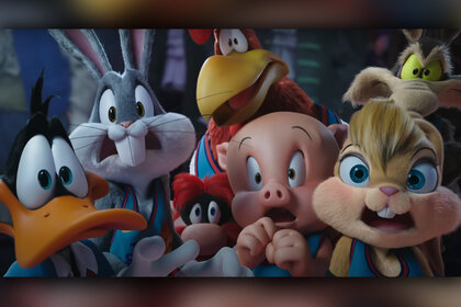 The Looney Tunes cast appears shocked in Space Jam: A New Legacy (2021)