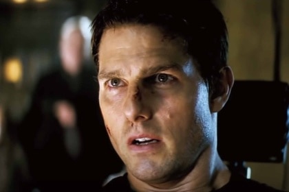 Ethan Hunt (Tom Cruise) appears bloodied in Mission: Impossible 3 (2006).