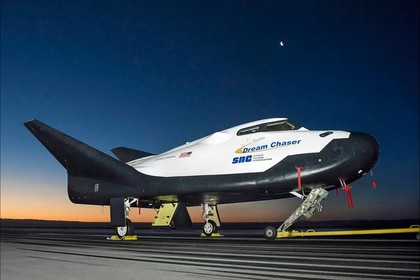 Dream Chaser spacecraft on a runway
