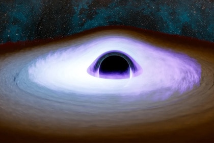 This illustration of material swirling around a black hole highlights a particular feature, called the “corona,” that shines brightly in X-ray light.