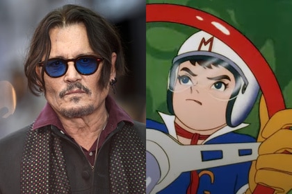 A split featuring Johnny Depp and Speed Racer.