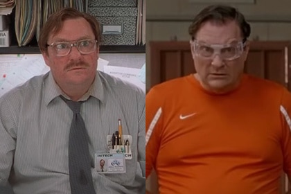 A split featuring Stephen Root in Office Space (1999) and Dodgeball: A True Underdog Story (2004).