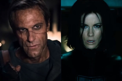 Aaron Eckhart in I, Frankenstein; Kate Beckinsale in the Underworld franchise