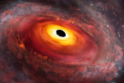 Artwork depicting the central black hole and accretion disk powering a quasar. Credit: International Gemini Observatory/NOIRLab/NSF/AURA/P. Marenfeld