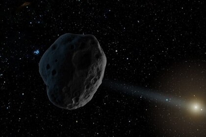 Artwork of a distant asteroid on its way in toward the inner solar system. Credit: NASA/JPL-Caltech
