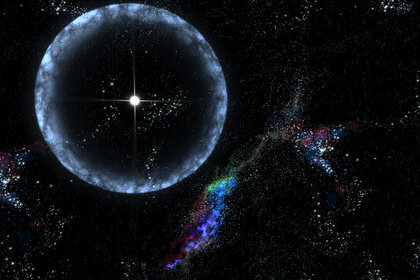 Artwork of a huge blast of energy from a magnetar. Credit: NASA