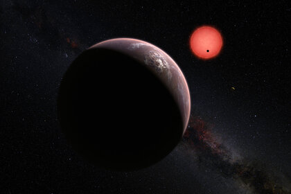 Artwork depicting planets orbiting a red dwarf star. Credit: ESO/M. Kornmesser/N. Risinger (skysurvey.org)