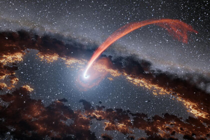 Artwork of a black hole in the final stages of devouring a star. In globular clusters, they may eat rogue planets as well. Credit: NASA/JPL-Caltech