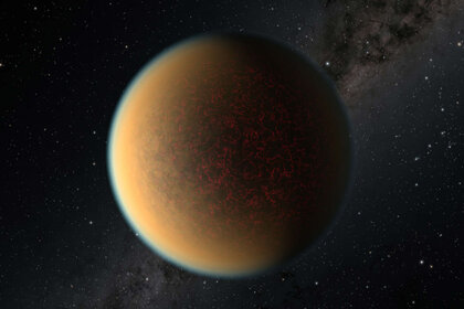Artwork depicting a rocky super-Earth planet orbiting closely to its host star. This one has a thin atmosphere, which can be examined from Earth as the planet transits its star. Credit: NASA, ESA, and R. Hurt (IPAC/Caltech)