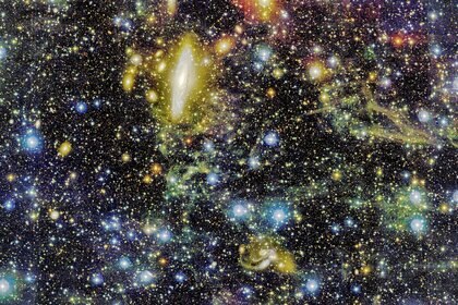 A heavily-stretched contrast image shows galaxies galore, including NGC 7331 (upper center) and Stephan’s Quintet (below center right). Credit: CFHT, Pierre-Alain Duc (Observatoire de Strasbourg) & Jean-Charles Cuillandre (CEA Saclay/Obs. de Paris).