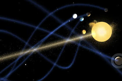 A still frame from DJ Sadhu's video claiming the solar system moves through the galaxy along a vortex. This claim is—to be charitable—incorrect. Credit: DJ Sadhu, from the video