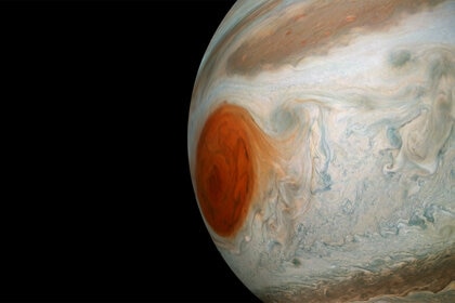 The Great Red Spot looms in this Juno image of Jupiter. Credit: NASA / SwRI / MSSS / Gerald Eichstädt / Seán Doran