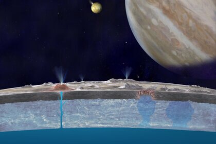 Europa has an undersurface ocean that may be feeding geysers on the surface. Credit: NASA/JPL-Caltech