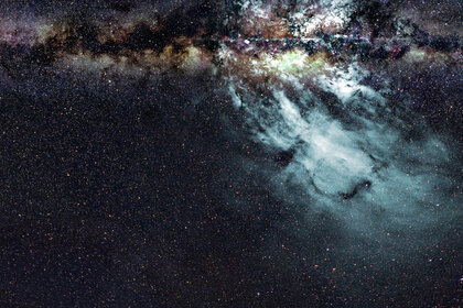 Two huge eruptions of material are streaming out of the Milky Way, seen in gamma rays by the Fermi space telescope. Credit: Ettore Carretti, CSIRO (radio image); S-PASS survey team (radio data); Axel Mellinger, Central Michigan University (optical image);