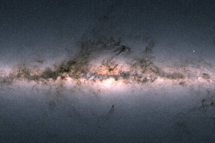 A section of the all-sky map made using the second data release from the Gaia mission. This maps the density of stars versus position, where brighter pixels are places with more stars. Credit: ESA/Gaia/DPAC