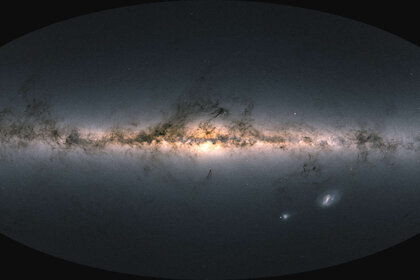 This is not a photo! It’s an all-sky map of 1.8 billion stars in our galaxy, created from Gaia data showing the stars’ positions, brightnesses, and colors. Credit: ESA/Gaia/DPAC; CC BY-SA 3.0 IGO. Acknowledgement: A. Moitinho