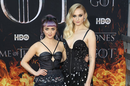 Maisie Williams and Sophie Turner at Thrones S8 premiere
