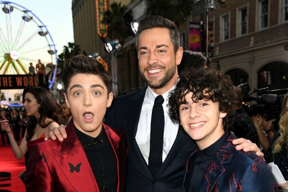 Asher Angel, Zachary Levi, and Jack Dylan Grazer on the Shazam! red carpet