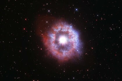 The violently explosive star AG Carinae is surrounded by huge amounts of gas and dust — enough to make 15 Suns — seen here in a Hubble image celebrating its 31st year since launch in 1990. Credit: NASA, ESA and STScI
