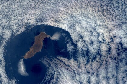 Guadalupe Island with a glory, seen from the ISS. Credit: NASA