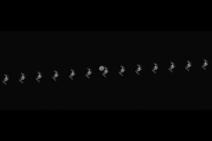 The International Space Station passes in front of Mars in a composite series of frames from a very carefully planned video taken in San Diego by Thomas Glenn using off-the-shelf equipment. Credit: Thomas Glenn