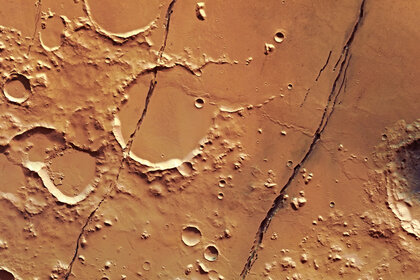 Cerberus Fossae is a set of largely parallel cracks in the surface of Mars near the Equator. Credit: ESA/DLR/FU Berlin, CC BY-SA 3.0 IGO