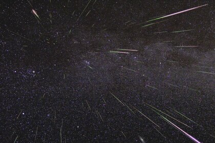 A meteor shower — in theis case, the Perseids — is usually composed of small bits material sloughed off a comet that burn up in our atmosphere. Credit: NASA/JPL