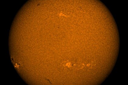 The Sun on 24 November 2020 in the light of warm hydrogen, which shows magnetic activity. Credit: National Solar Observatory / NSF / NISP