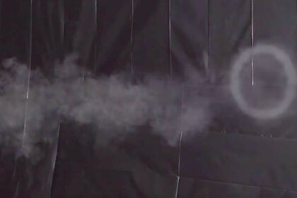 A smoke ring is actually a moving vortex of air, self-sustaining and loaded with surprising characteristics. Credit: Dianna Cowern