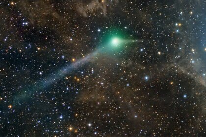 Comet C/2014 Q2 Lovejoy near the north celestial pole on May 29, 2015, with Polaris glowing nearby. Credit: Rogelio Bernal Andreo