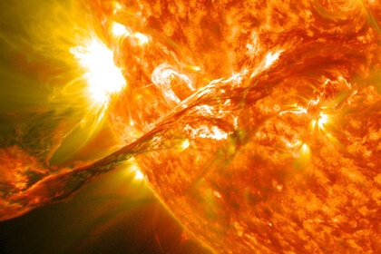 An enormous solar filament, hundreds of thousands of kilometers across, erupted from the Sun in August 2012. Credit: NASA/GSFC/SDO