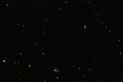 The location of the teeny tiny galaxy Segue-1, which is pretty much too faint to even see in this image, despite being right in the center. Credit: SIMBAD / DSS