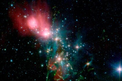 In infrared light seen by Spitzer Space Telescope, NGC 1333 shows copious young stars scattered throughout its gas. Credit: NASA/JPL-Caltech/R. A. Gutermuth (Harvard-Smithsonian CfA)