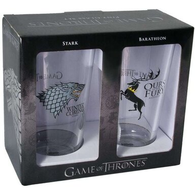 Game of Thrones Pint Glass Set: Stark and Baratheon