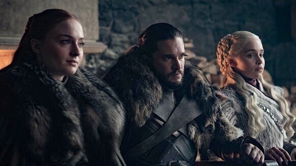 Sansa Stark, Jon Snow, and Danaerys Targaryen in HBO's Game of Thrones