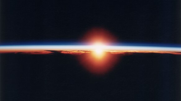 Sunrise over Earth as seen from space