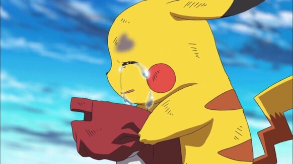 Pikachu crying in Pokémon
