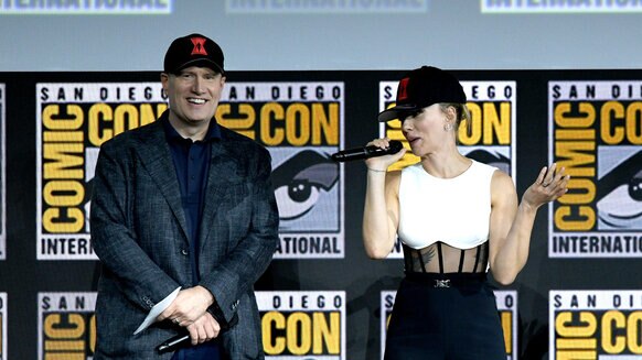 Kevin Feige and Scarlett Johansson