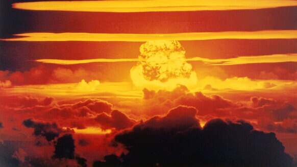 Mushroom cloud following detonation of a nuclear weapon
