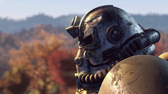 A Fallout 76 character in Power Armor