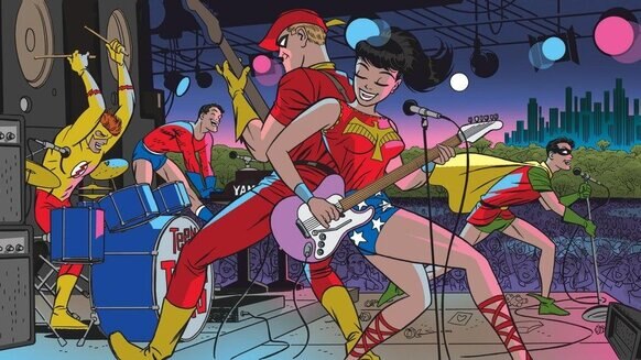 The Teen Titans rock out in this variant cover by Darwyn Cooke