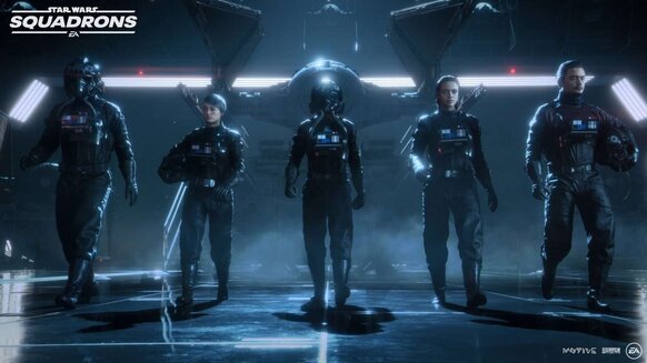 The imperial pilot lineup in Star Wars Squadrons video game