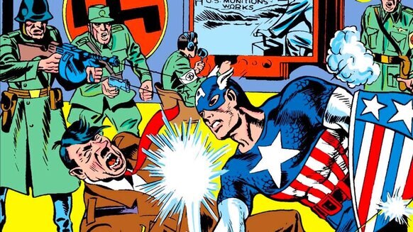 Captain America punching Hitler