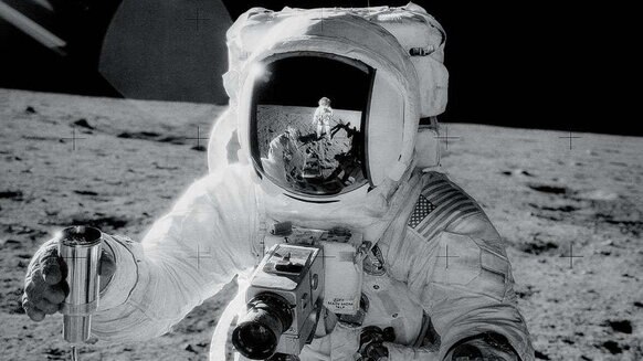 Apollo astronaut with sample