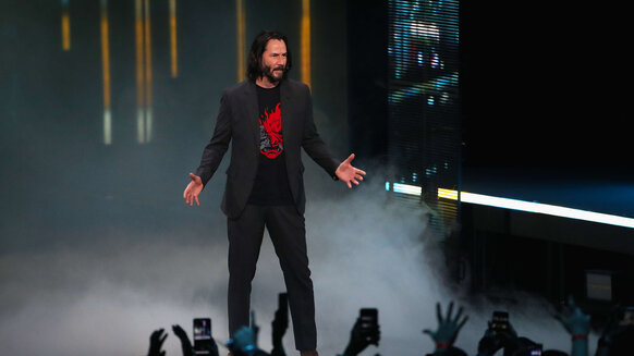 Keanu Reeves at the Microsoft showcase at E3 2019