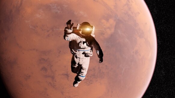 Liz astronaut in front of Mars  Getty